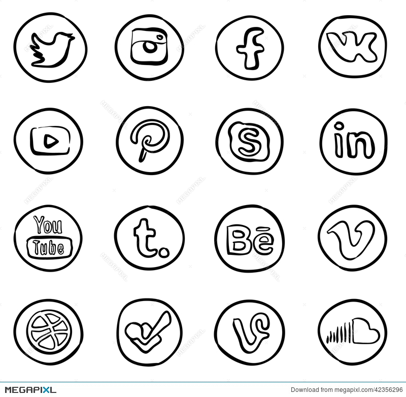 800x782 Hand Drawn Social Media Icons Illustration