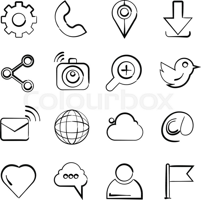 800x795 Hand Drawn Social Media Icons Stock Vector Colourbox