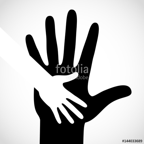 500x500 Black Color Big Hand And White Small Hand Concept Help Symbol
