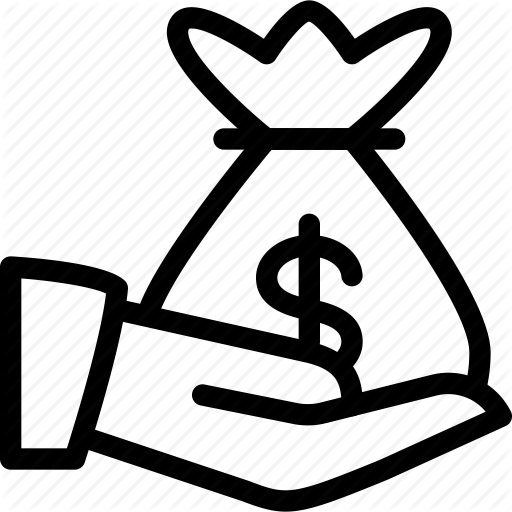 512x512 Cash Bag, Financial Care, Hand, Line Icon, Manage Business, Money