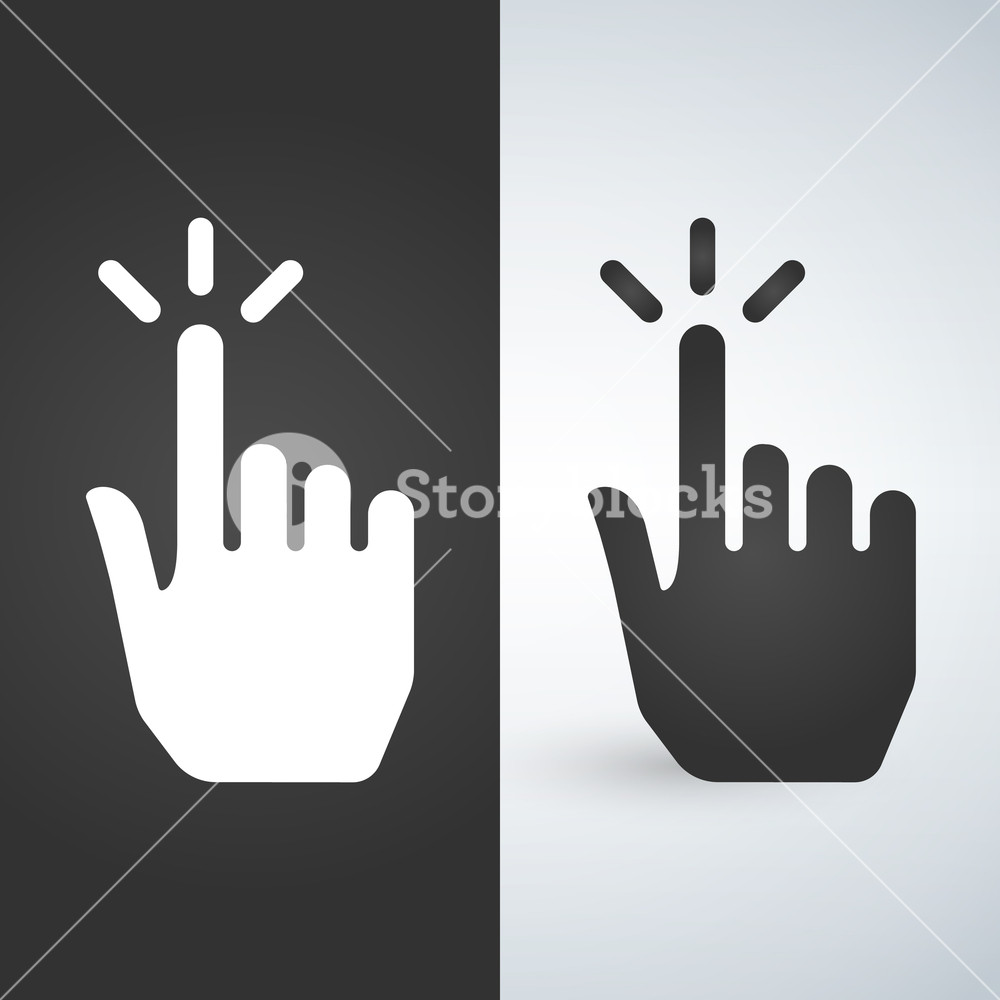 1000x1000 Clicking Hand Pointer Icon, Vector Illustration Isolated On Light