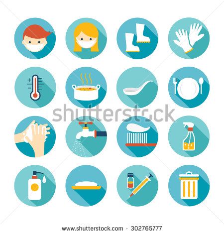 450x470 Health And Sanitation Flat Icons Set, Cleanness, Contagious