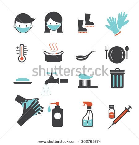 450x470 Health And Sanitation Icons Set, Cleanness, Contagious Disease