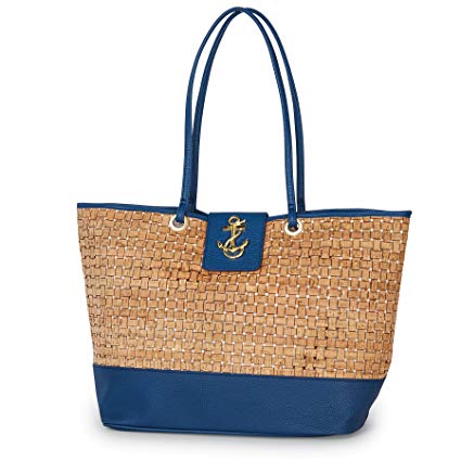 425x425 Mud Pie Basket Weave Cork Tote Bag Anchor Icon