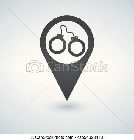 450x470 Map Pointer Handcuffs Icon Flat Design Style