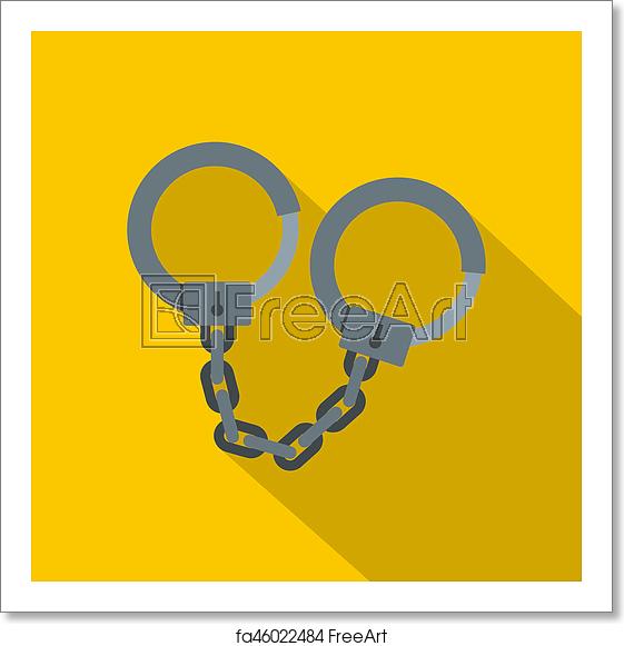 561x581 Free Art Print Of Steel Handcuffs Icon, Flat Style Steel