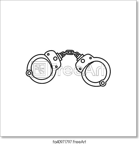 561x581 Free Art Print Of Steel Handcuffs Icon, Outline Style Steel