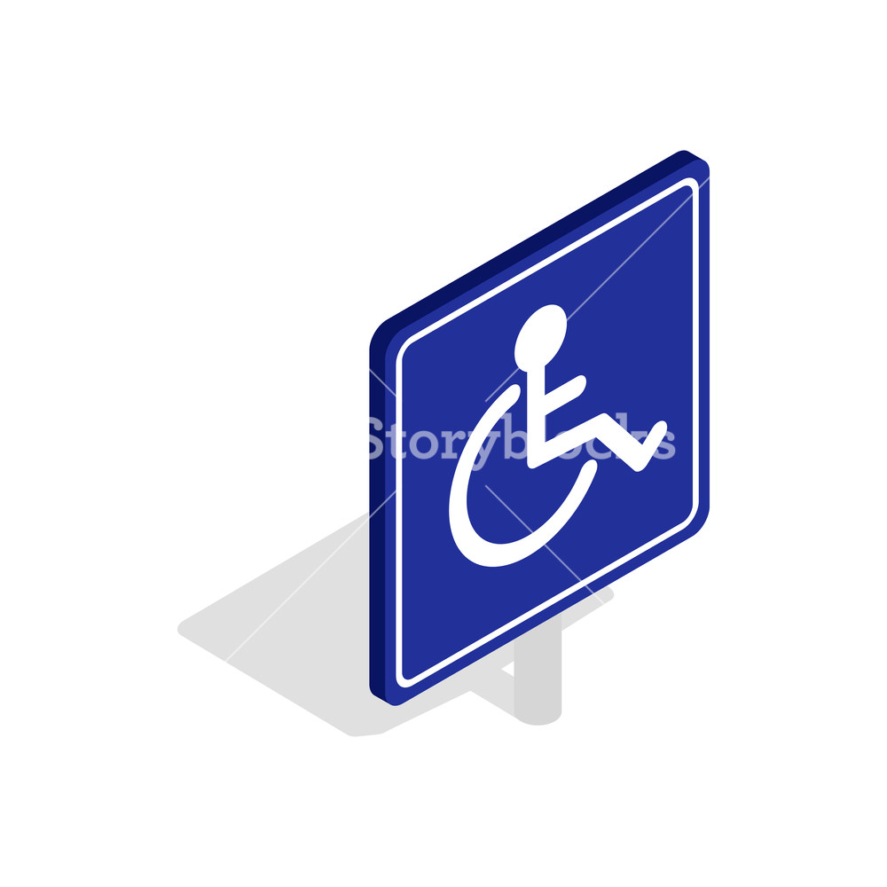 1000x1000 Disabled Handicap Icon In Isometric Style Isolated On White