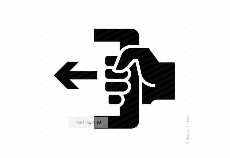 920x633 Vector Icon Of Hand Pushing Door Handle