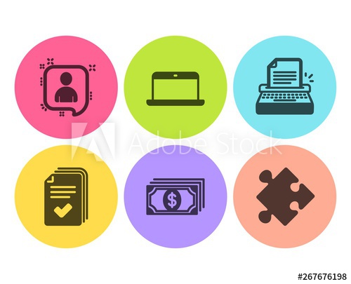 500x405 Handout, Typewriter And Laptop Icons Simple Set Payment