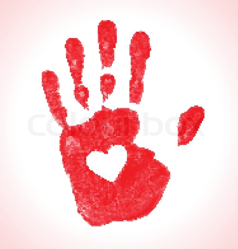 766x800 Hand Print With Heart Icon, Vector Stock Vector Colourbox