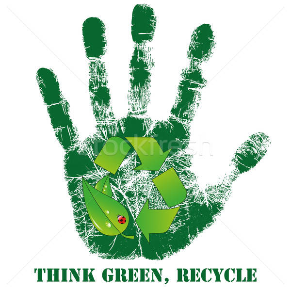 600x600 Hand Print With Recycle Icon Vector Illustration Pixxart