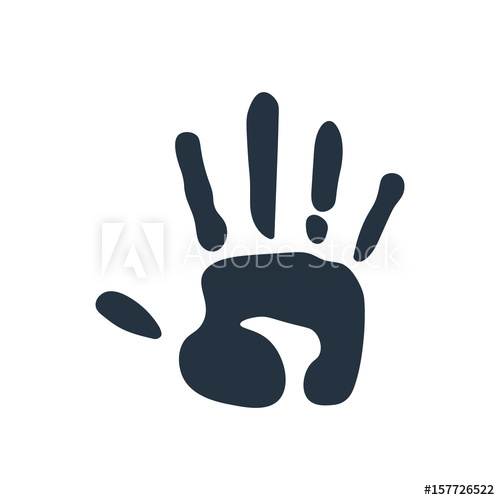 500x500 Isolated Abstract Handprint Icon, On White Background