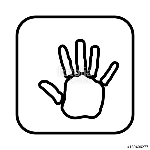 500x500 Monochrome Contour Square Handprint Icon Vector Illustration
