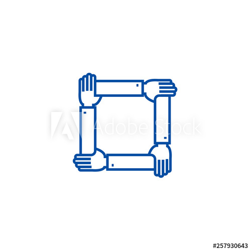 Four Hands Together,assistance Line Concept Icon Four Hands 500x500 Four Hands Together,assistance Line Concept Icon Four Hands
