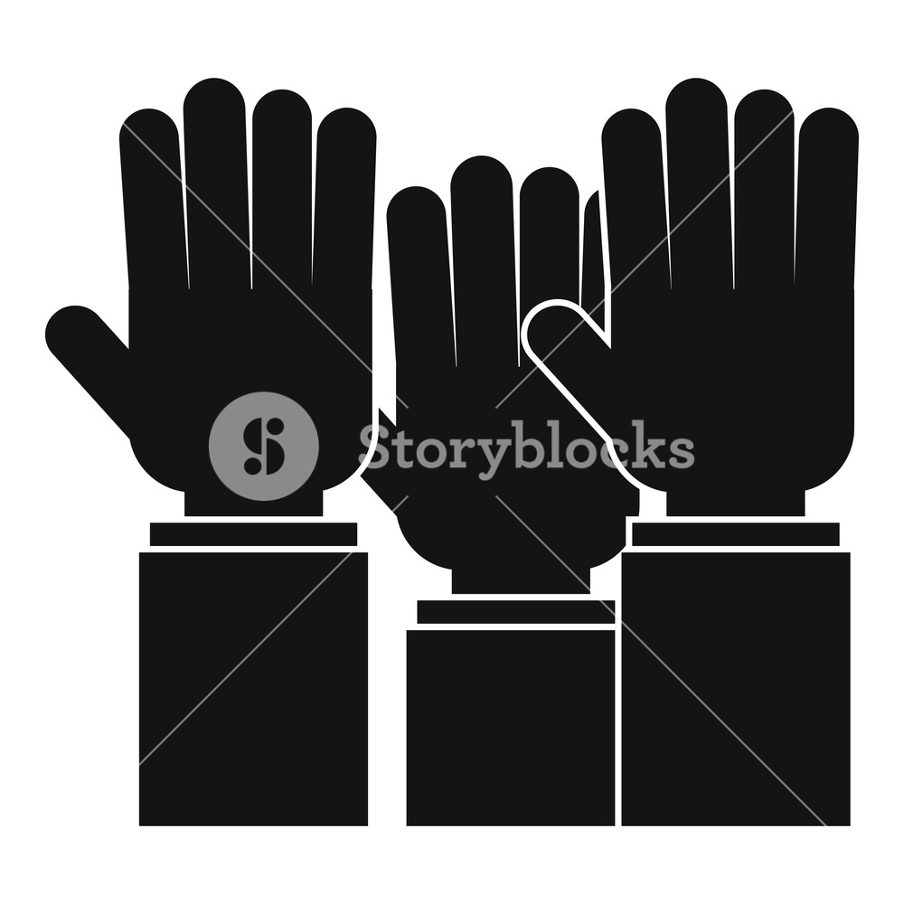 1000x1000 Different People Hands Raised Up Icon Simple Illustration