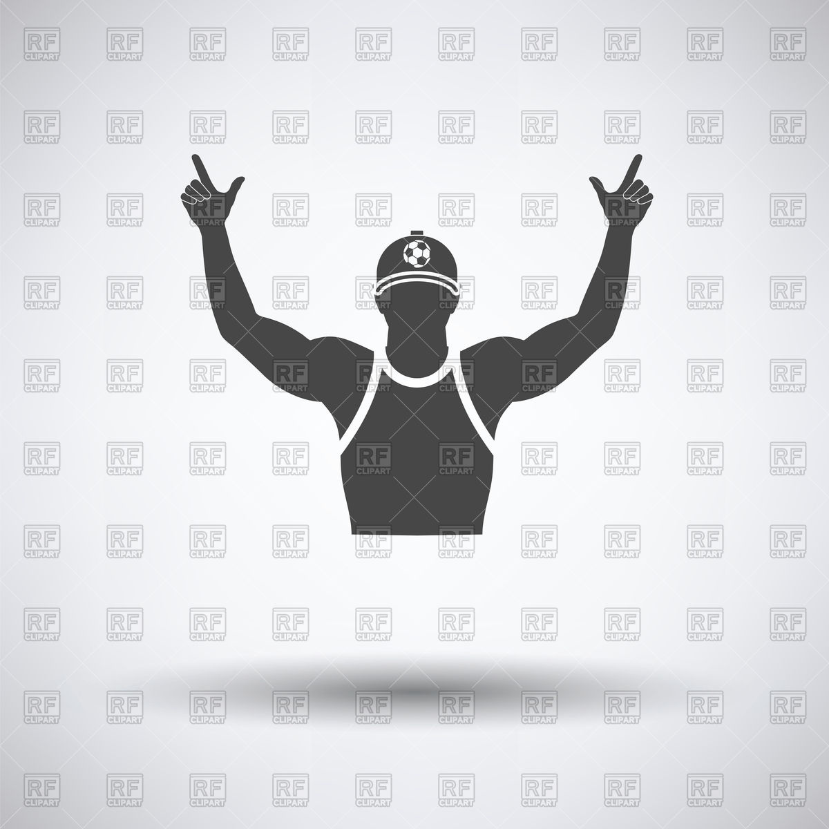 1200x1200 Football Fan With Hands Up Icon On Gray Background Vector Image