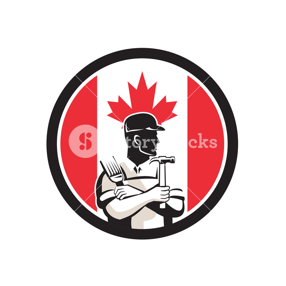 1000x1000 Icon Retro Style Illustration Of A Canadian Diy Expert, Handyman