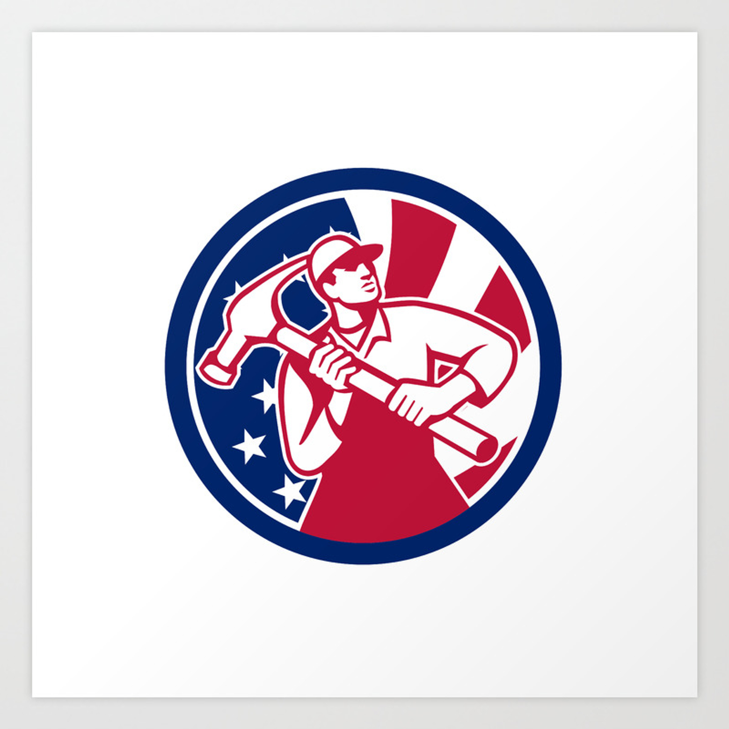 1500x1500 American Handyman Usa Flag Icon Art Print