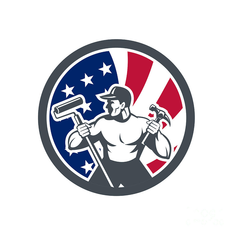 900x900 American Handyman Usa Flag Icon Digital Art