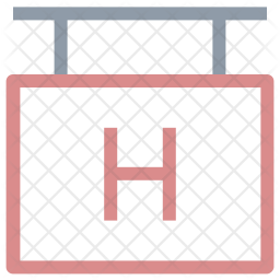 256x256 Hospital Hanging Sign Icon Of Line Style