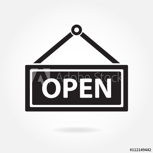 500x500 Open Icon Hanging Sign With Information Welcoming Shop Visitors