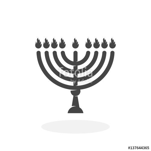 500x500 Happy Hanukkah Icon Menorah Vector Logo On White Background