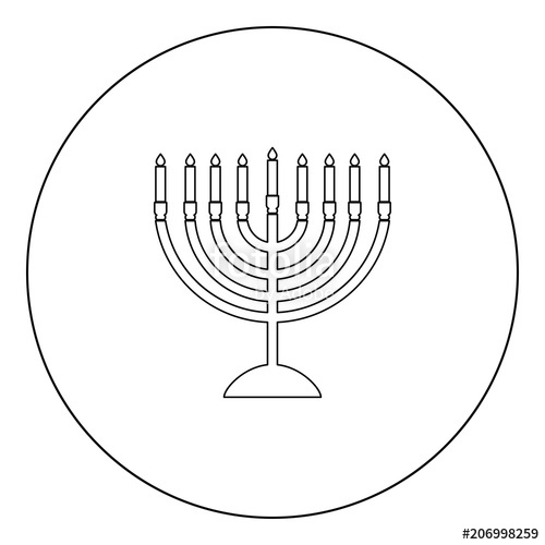 500x500 Menorah For Hanukkah Icon Black Color In Circle Stock Image