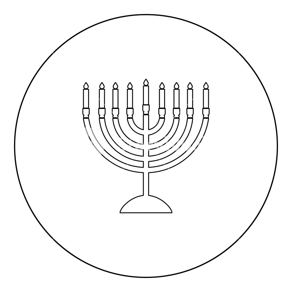 1000x1000 Menorah For Hanukkah Icon Black Color In Circle Outline Vector
