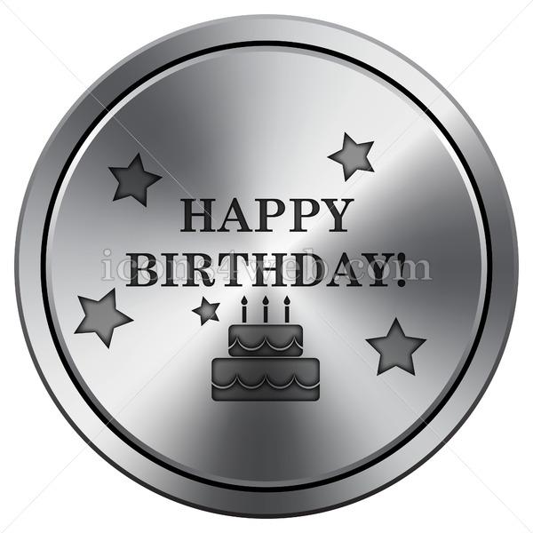 600x600 Happy Birthday Icon Round Icon Imitating Metal