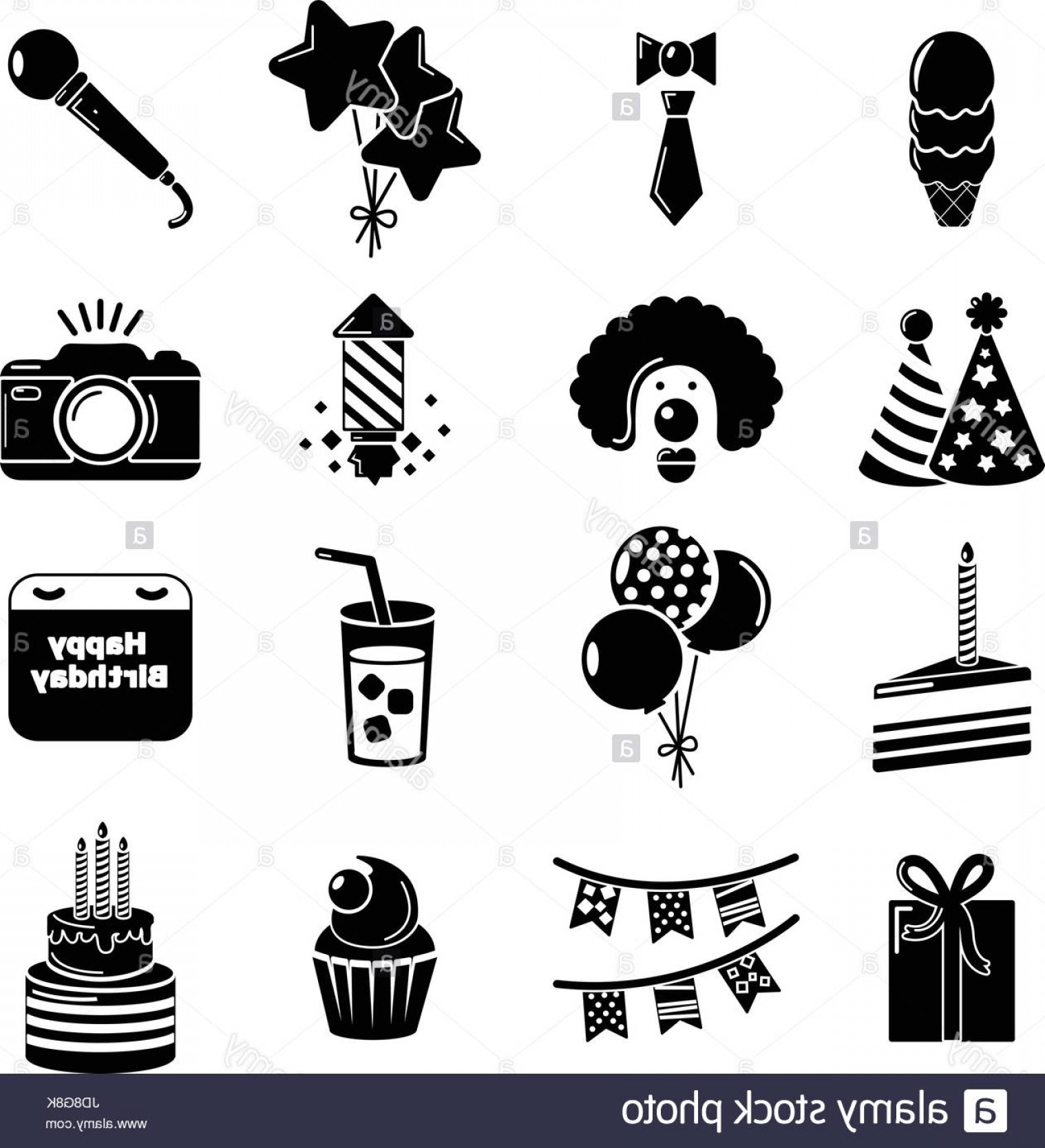 1518x1668 Stock Photo Happy Birthday Icons Set Simple Style Soidergi