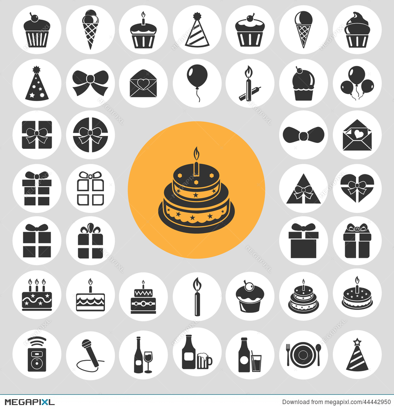 Happy Birthday Icon Set Illustration 800x830 Happy Birthday Icon Set Illustration