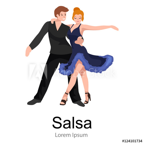 500x500 Happy Salsa Dancers Couple Isolated On White Icon Pictogram, Man