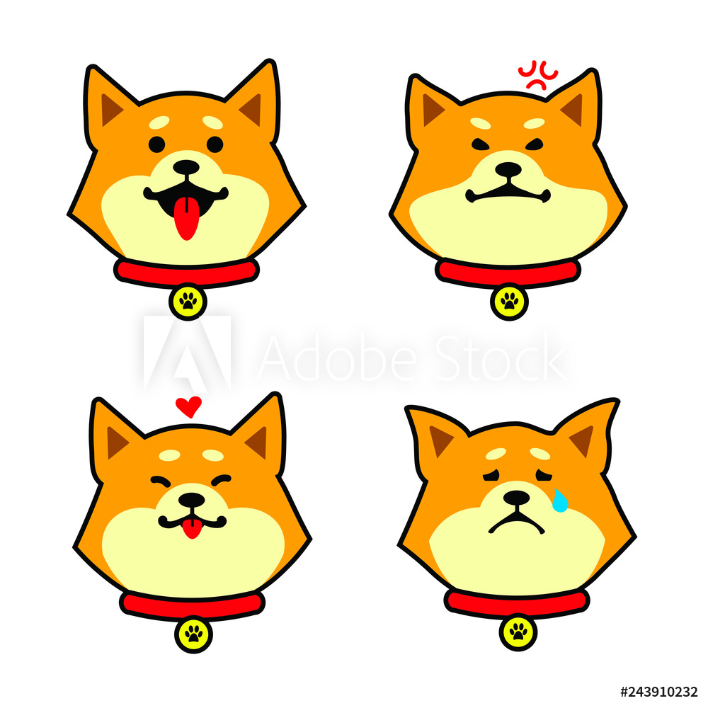 1000x1000 Dog Head Vector Illustration, Doggy Shiba Inu Emotions
