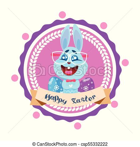 450x470 Funny Rabbit And Colored Eggs