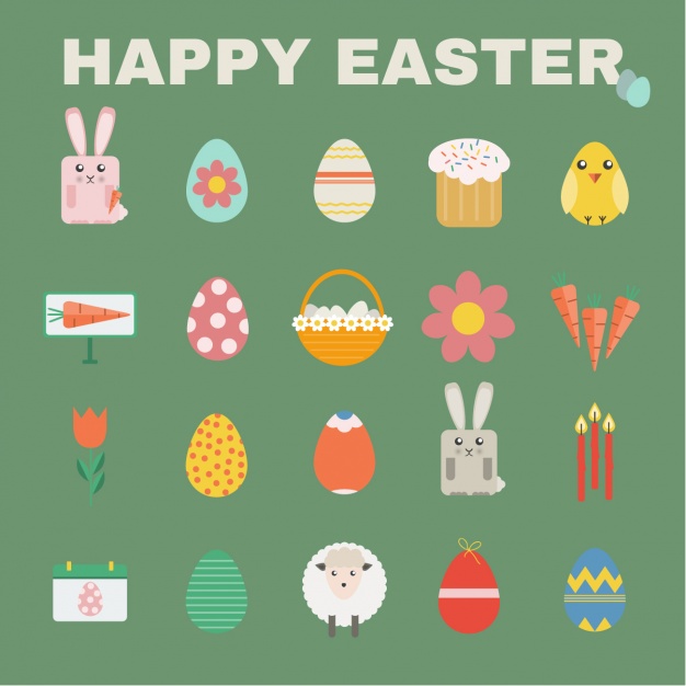 626x626 Happy Easter Icon Set Stock Images