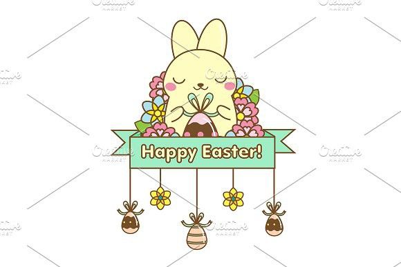 580x387 Happy Easter Cute Rabbit Icon Easter Icons Rabbit Icon, Easter