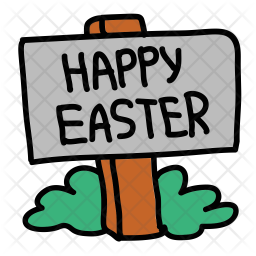 256x256 Happy Easter Icon Of Doodle Style