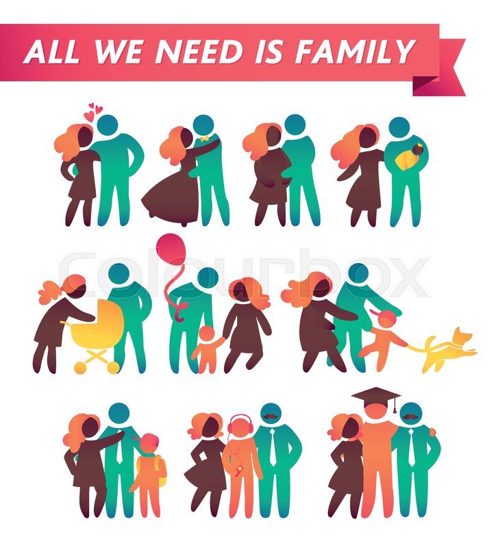 727x800 Happy Family Icon Multicolored Set In Stock Vector Colourbox