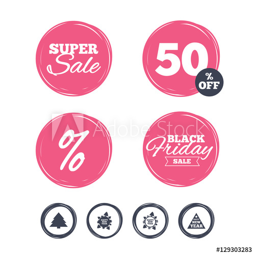 500x500 Super Sale And Black Friday Stickers Happy New Year Icon