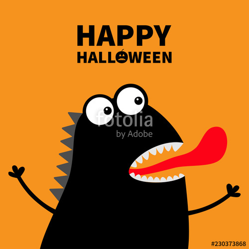 Happy Halloween Cute Black Silhouette Monster Face Icon Cartoon 500x500 Happy Halloween Cute Black Silhouette Monster Face Icon Cartoon