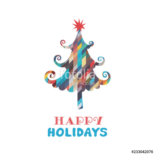 500x500 Christmas Tree Icon Happy Holidays Greeting Card Design Cute