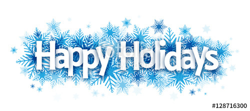 500x222 Happy Holidays! Overlapping Letters Vector Icon On Snowflake