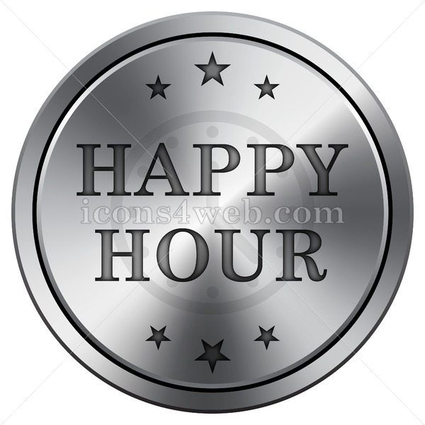 600x600 Happy Hour Icon Round Icon Imitating Metal