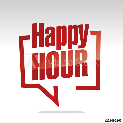 500x500 Happy Hour In Brackets Speech Red White Isolated Sticker Icon