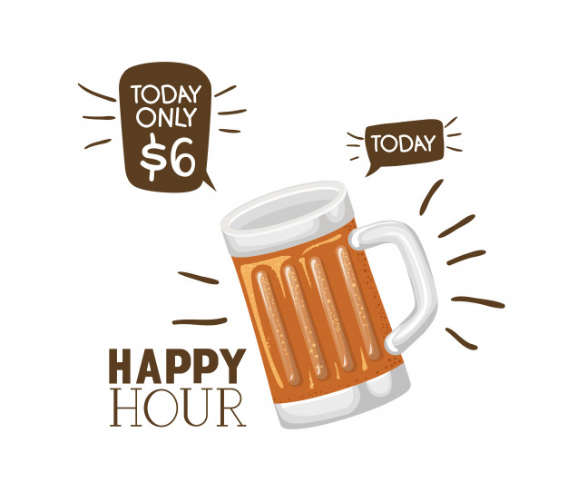 626x542 Happy Hour Label With Beer Isolated Icon Vector Premium Download