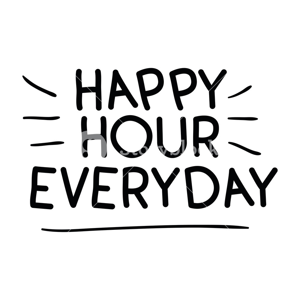 1000x1000 Happy Hour Everyday Label Icon Vector Illustration Design Royalty
