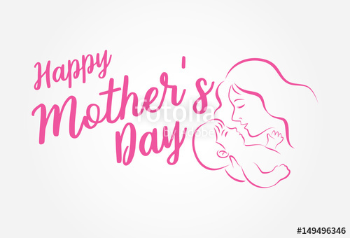 Happy Mother's Day Lettering With Mother And Baby Icon Stock 500x340 Happy Mother's Day Lettering With Mother And Baby Icon Stock