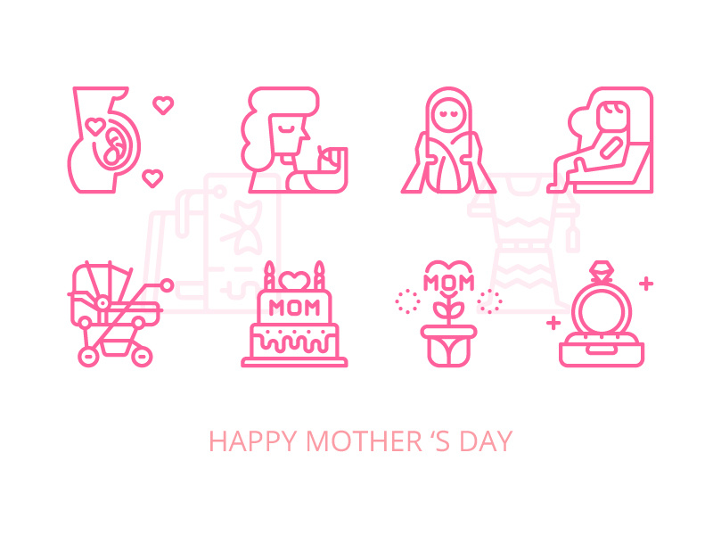 Happy Mother's Day Icons Set 800x600 Happy Mother's Day Icons Set