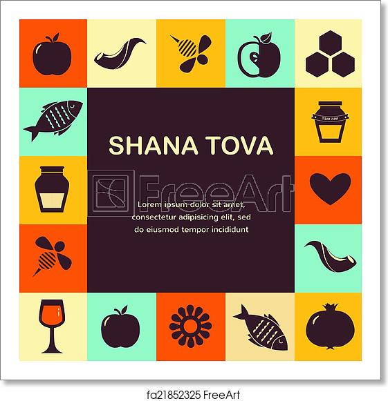 561x581 Free Art Print Of Set Of Jewish New Year Icons Happy New Year